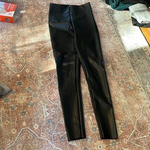 Seven7 black faux leather high rise legging, size small